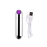 Перезаряжаемая вибро-пуля 10 режимов вибрации (Цвет: серебряный с фиолетовым)