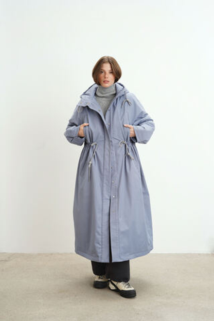 Парка оверсайз зимняя удлиненная, Индиго