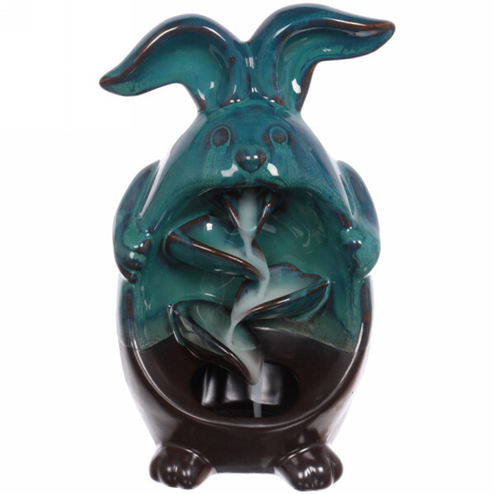 Подставка под стелющиеся благовония Кролик на удачу цвет черный бирюзовый 20,5 x 9,5 x 19 см