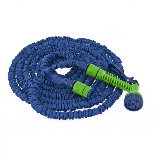 Набор поливочный, растягивающийся шланг 5 - 15 м, 7 режимов пистолет, соединитель, адаптер Сибртех, 67544