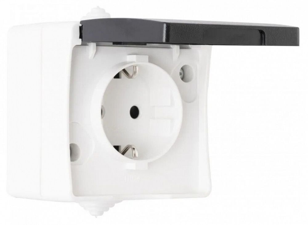Розетка влагозащищенная с заземлением и со шторкой с крышкой Arte Milano am-309 309.40-1.grey
