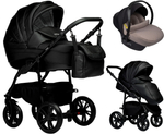 Детская коляска Indigo Indigo Special New 3 в 1 с автокреслом Avionaut Cosmo Beige Is03 черная кожа