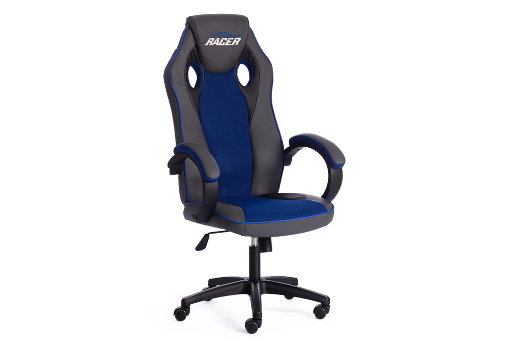 Кресло RACER GT new [кож/зам/ткань, металлик/синий, 36/10]