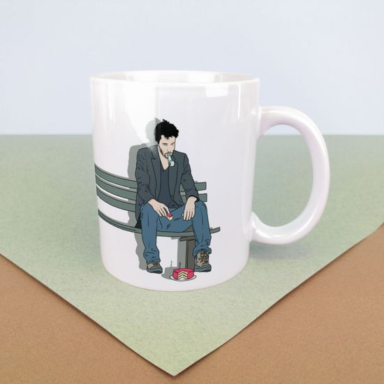 Кружка керамическая объем 330мл, Мемы Киану приуныл (белая)