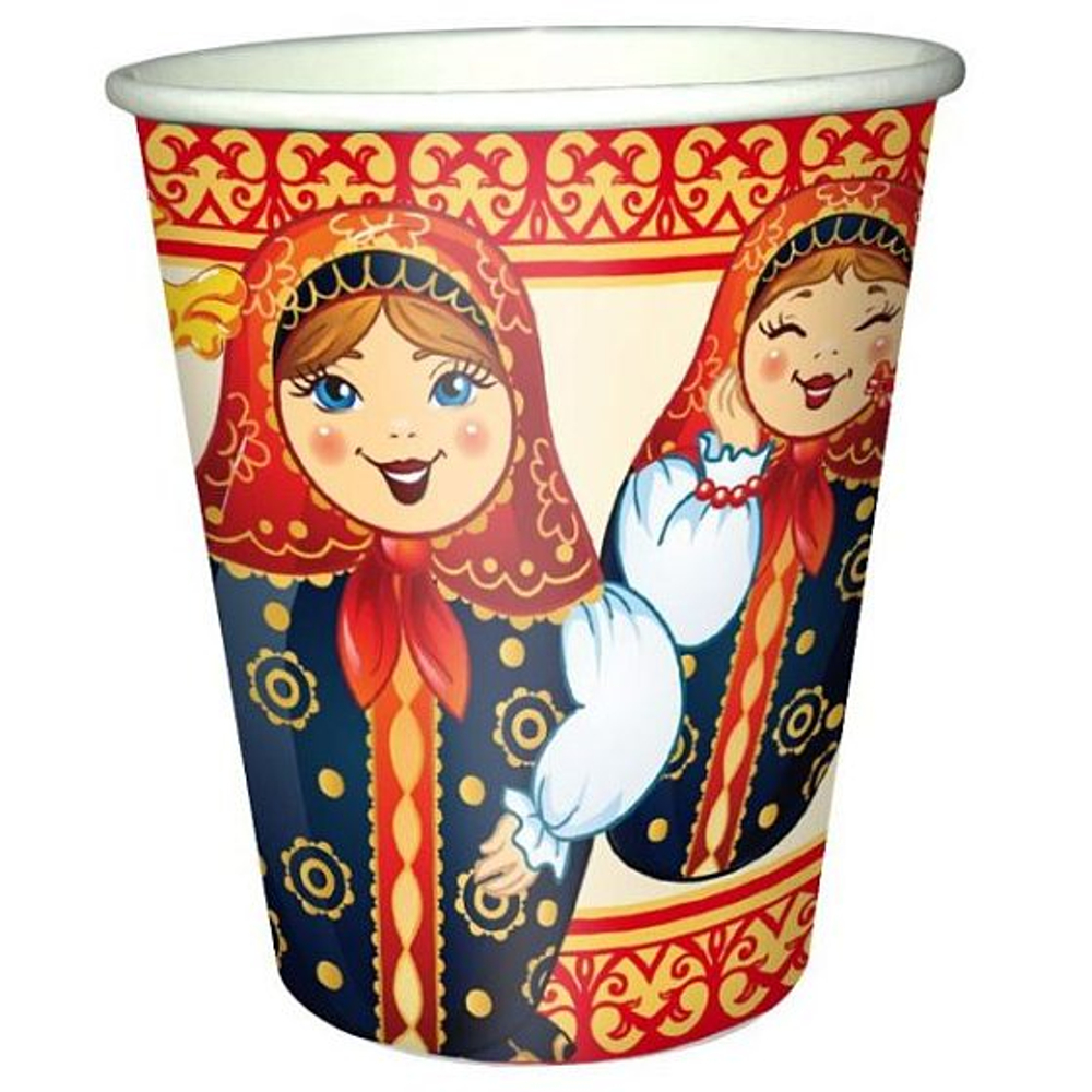 Стакан бум. 200мл Мартрешки 1/6 шт