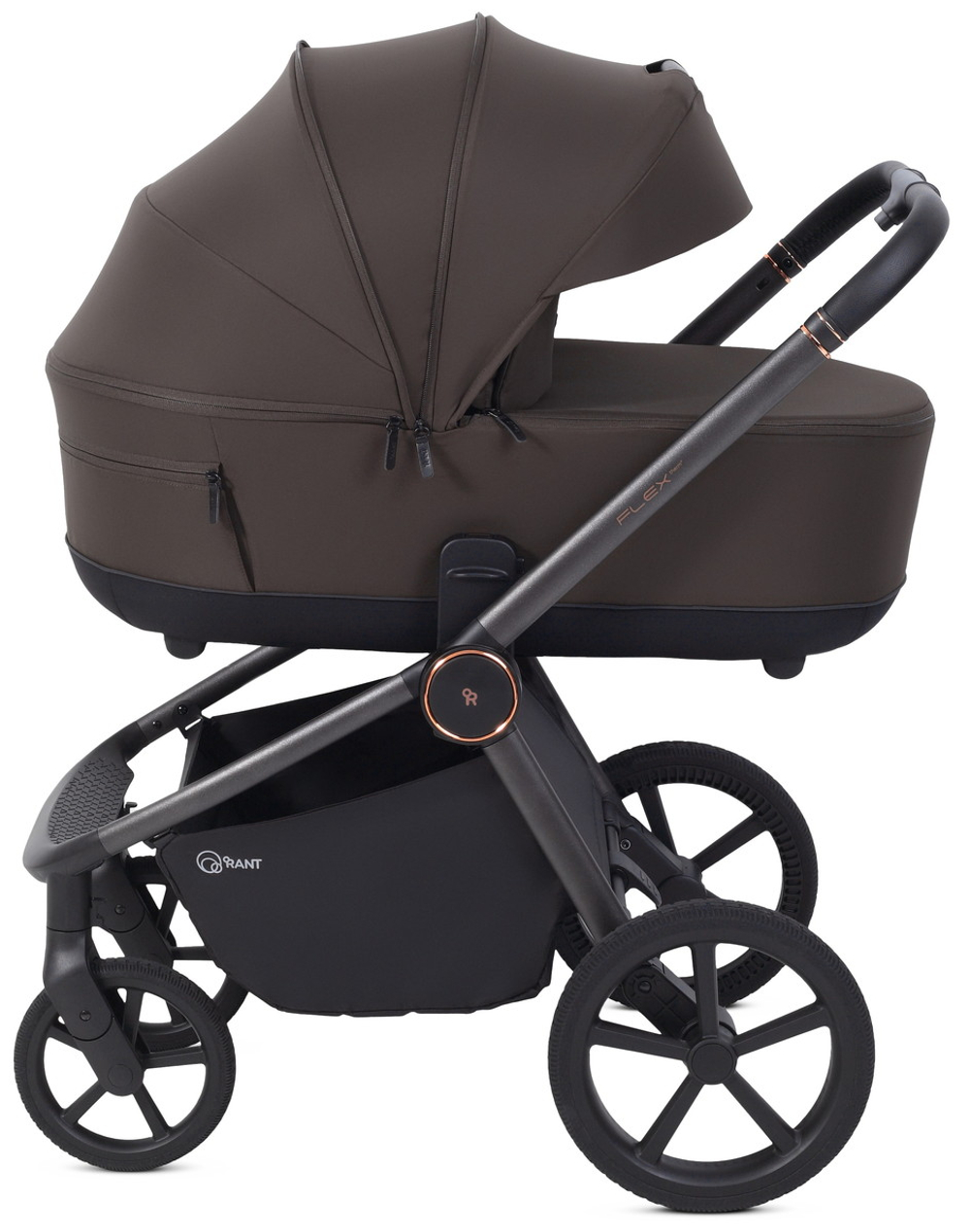 Детская коляска Rant Flex Therm Soft 3 в 1 с автокреслом Evomax Black Shine Brown
