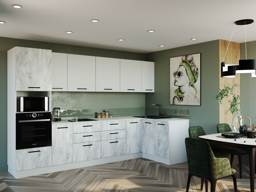 Кухонный гарнитур угловой Бланка 3200х1400 столешница 26 мм