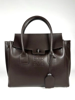 Женская темно-коричневая форматная сумка из натуральной толстой кожи