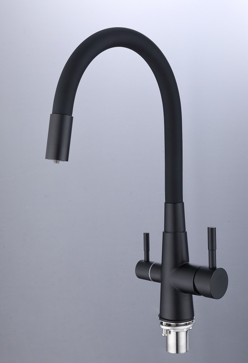 15180-CC Смес. для кухни с гиб шланг и под фильт НЕРЖ (черн/чер.) HANSEN (10/1шт)