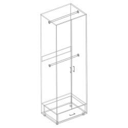 Шкаф 2-ств с ящиком и 2 штангами МС "Сандра" (Белый лофт)