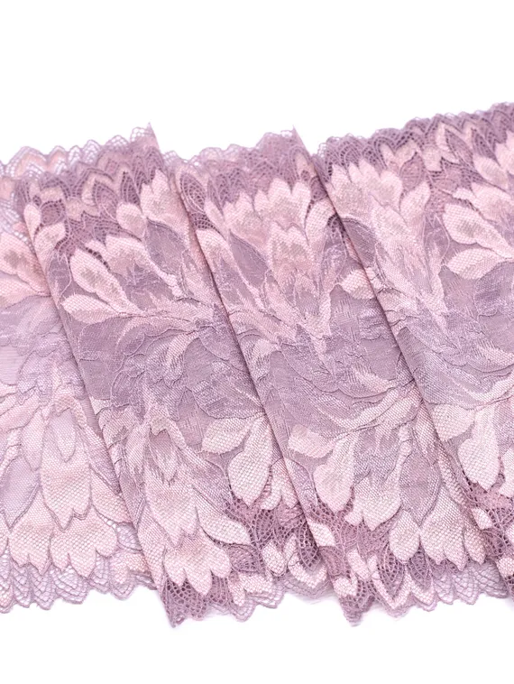 03-77 ОПТ Кружево эластичное 23 см, морской туман/пудра