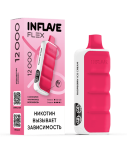 Inflave Flex Малиновое мороженое 12000 затяжек 20мг Hard (2% Hard)