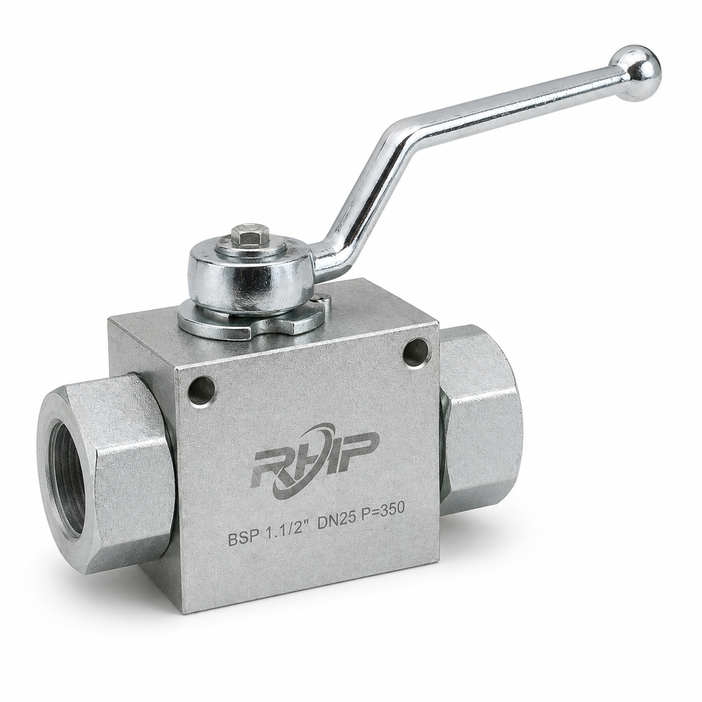 Кран 2-х ходовой шаровый BSP 1.1/2" DN25 P=350 с отверстиями для монтажа