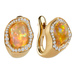 Серьги с Мексиканскими Опалами и Бриллиантами, E0029-25/1