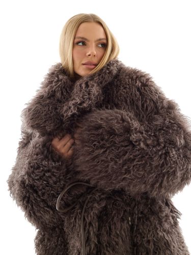 Шоколадная шуба из овчины калган