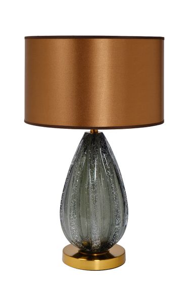 Лампа настольная серо-зеленое стекло (коричневый плафон)