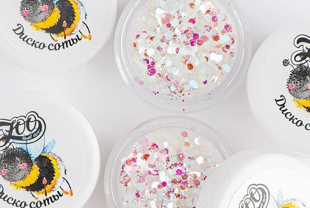 1345 Шестигранники микс "Диско соты" 2 г, ZOO NAIL ART