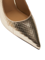 Женские туфли рептилия золотые на каблуке