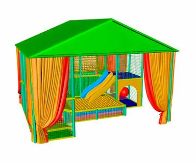 Детский игровой лабиринт с крышей «Изумрудный домик» 5,66×3,69×3,3 м