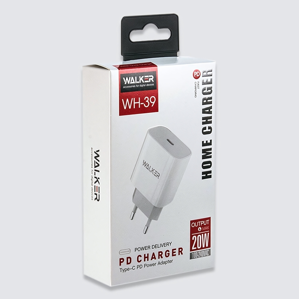 Зарядное устройство WALKER WH-39, 3А, 20Вт,Type-Cx1 белый