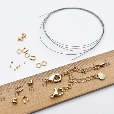 Набор для закрепки с китайским ювелирным тросиком 0,3 мм, цвет золото