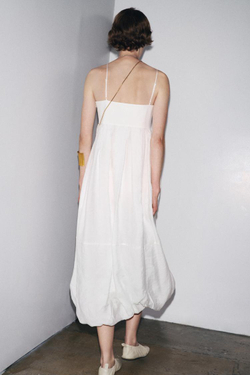 ZARA ДЛИННОЕ ПЛАТЬЕ НА БРЕТЕЛЯХ ZW COLLECTION LIMITED EDITION, ЖЕЛТОВАТО-БЕЛЫЙ