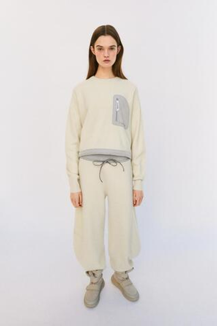 ZARA X AND WANDER ВЯЗАНЫЙ СВИТШОТ ИЗ СМЕСОВОЙ ШЕРСТИ, ЭКРЮ
