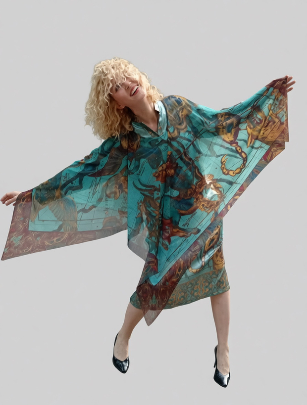 Накидка-пончо из сетки "Парад созвездий" по мотивам карт из атласа звездного неба Globi coelestis