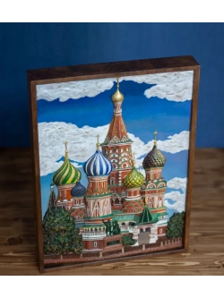 Картина деревянная "Храм Василия Блаженного" 41х30х4,5 см
