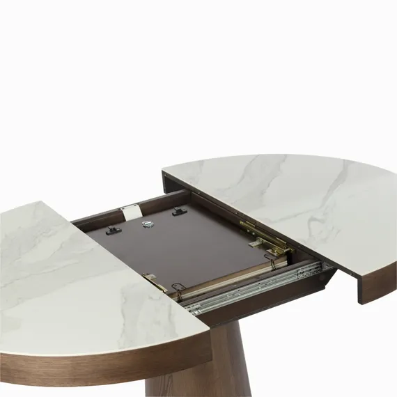 Раздвижной обеденный стол Plinto Ø110-150 см, белая керамика