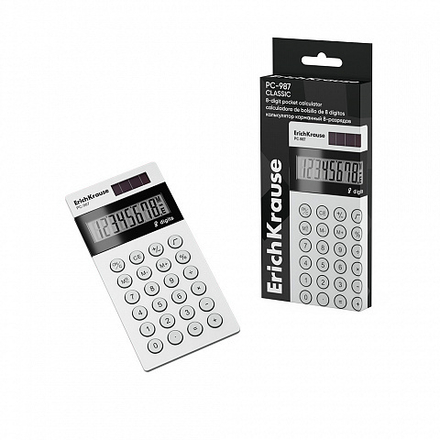Калькулятор   8 разр. ЕК  карманный, белый PC-987 Classic