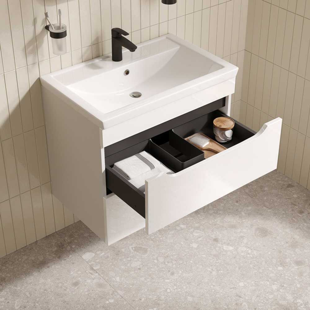 Тумба с умывальником IDDIS Ray, подвесная, 70 см, белый, RAY70W0i95K