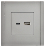 FORTE&PIANO Розетка USB A+C 18Вт FP551 сталь IEK