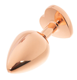 Золотистая анальная пробка OYO с нежно-розовым кристаллом-сердцем - 7,3 см. (Цвет: нежно-розовый)