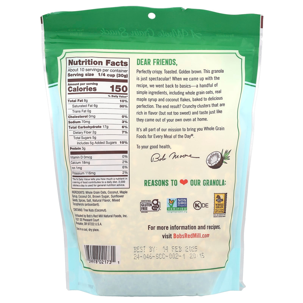 Bob's Red Mill, Homestyle Granola, кокосовые специи, 312 г (11 унций)