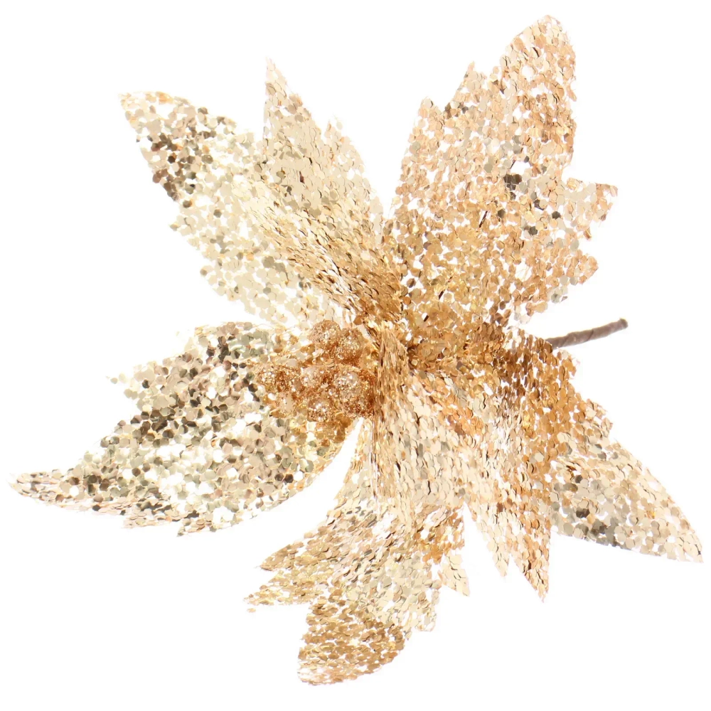 Украшение новогоднее «Пуансеттия - Царица ночи» 24 см, Шампань