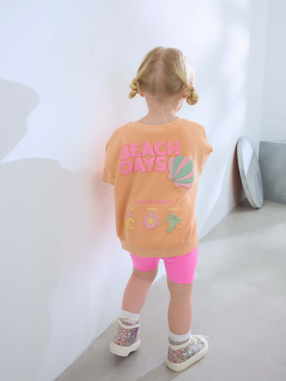 Толстовка и шорты-велосипедки в комплекте для девочки Next AD3-950, Оранжевый, Розовый