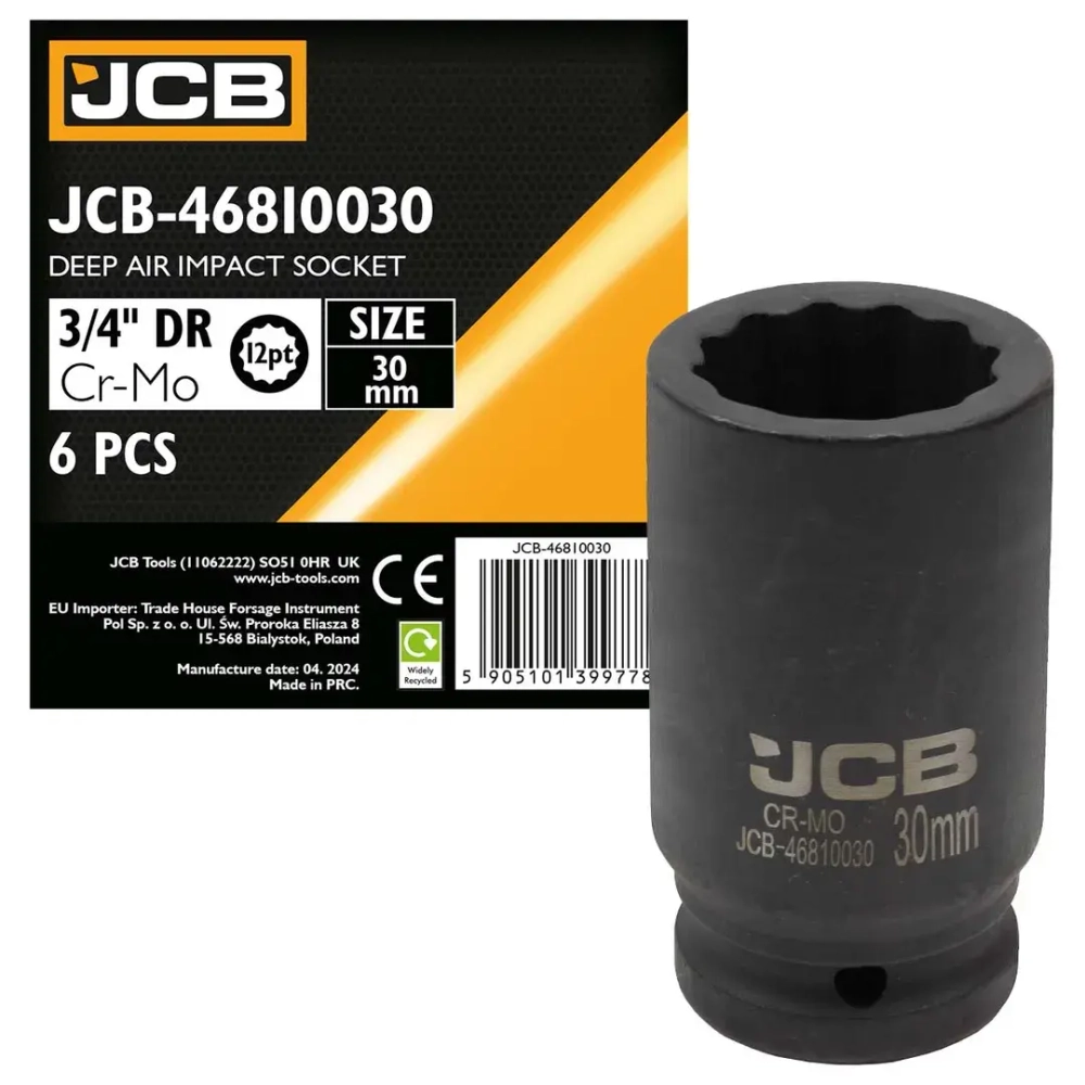 Головка ударная глубокая 3/4'', 30мм (12гр.) JCB JCB-46810030