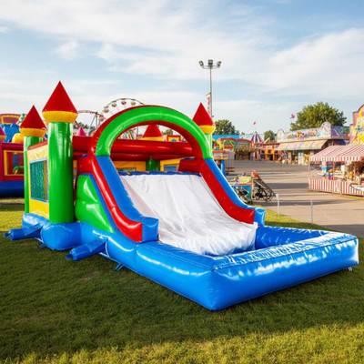 Батут с бассейном "Домик с бассейном" 8*4*3 м