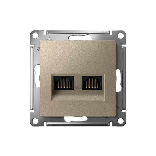 Розетка компьютерная 2-м AtlasDesign RJ45 кат.5E механизм шампань SE ATN000585