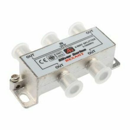Делитель ТВх4 под F-разъем, 5-1000МГц, Silver (5 F-разъемов в комплекте) REXANT