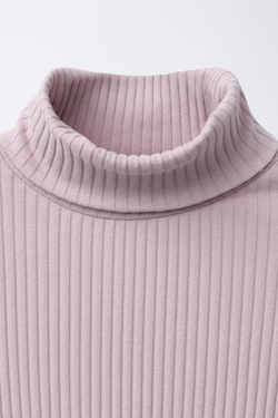 ZARA ФУТБОЛКА В РУБЧИК С ВОРОТНИКОМ-СТОЙКОЙ, РОЗОВЫЙ