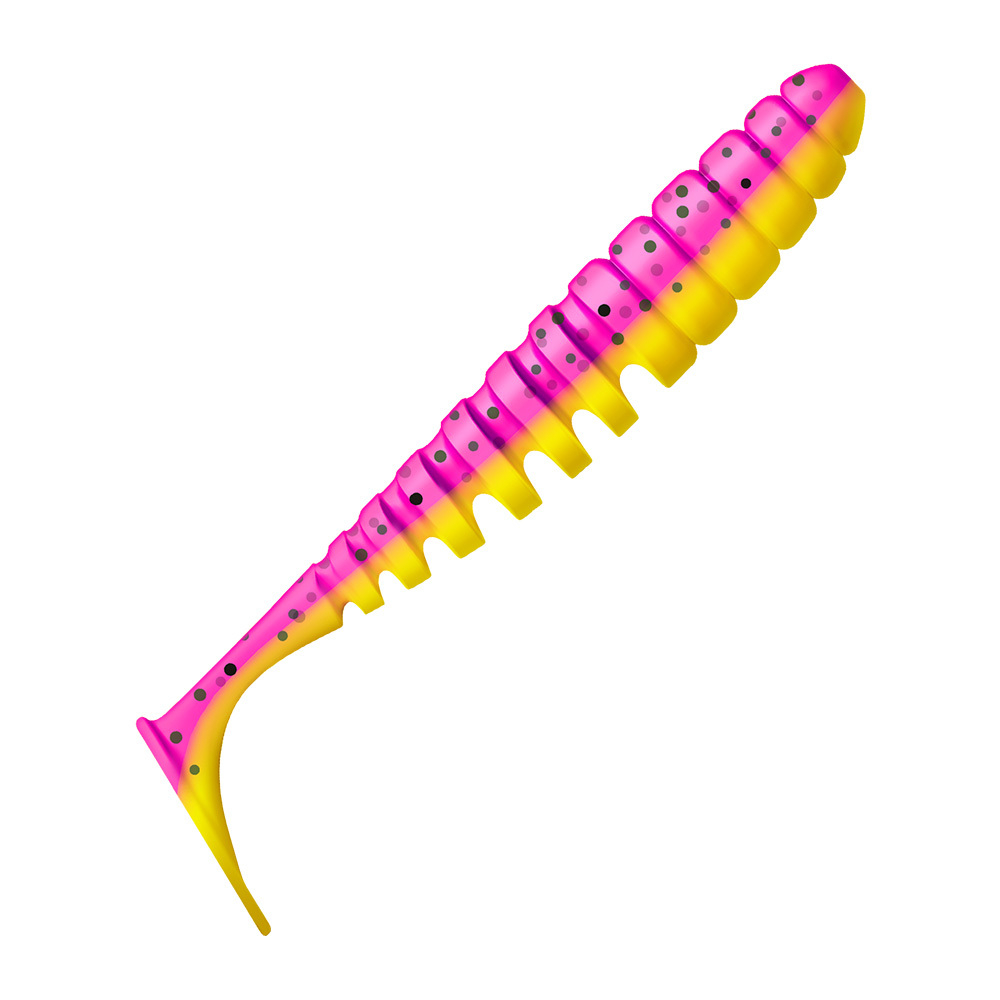 Приманка ZUB-SHAD  90мм(3,5")-5шт, (цвет 023) желтый верх-розовый низ