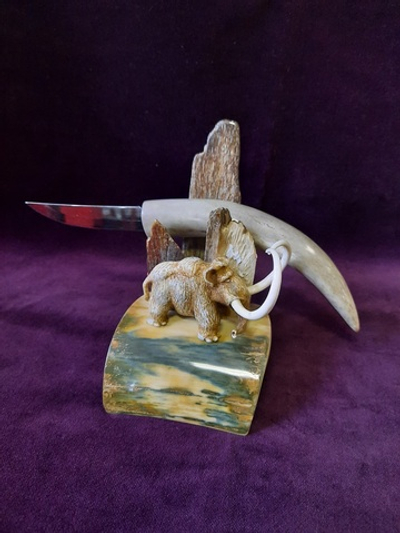Нож для бумаги "Ледниковый период", бивень мамонта, рог лося