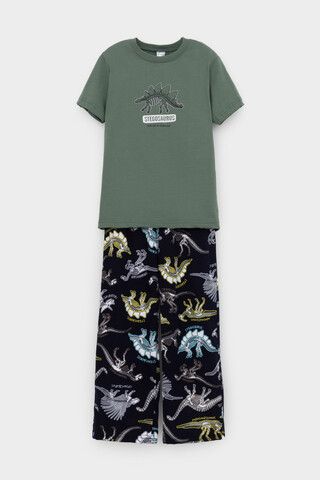 пижама  для мальчика  К 1599/зеленый мох,цветные динозавры