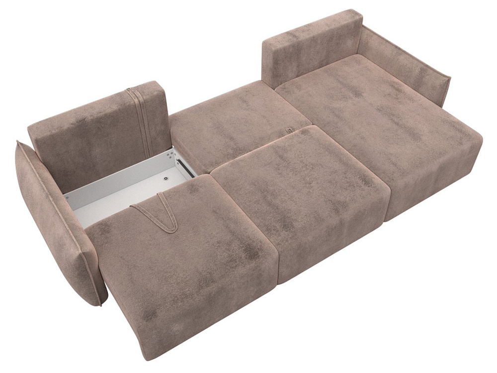 Диван угловой Лига-051 НПБ Лонг угол универсальный ВЕЛЮР TOWER 05 бежевый