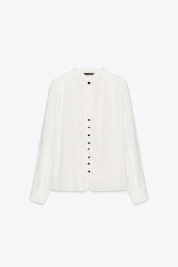 ZARA РУБАШКА С ПОДПЛЕЧНИКАМИ, ЖЕЛТОВАТО-БЕЛЫЙ