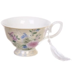 Чайная пара керамическая «Грация» (кружка 220мл+блюдце) в подарочной коробке, кремовая