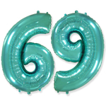 Шар фольгированный Цифра 6 101 см (Бирюзовый)