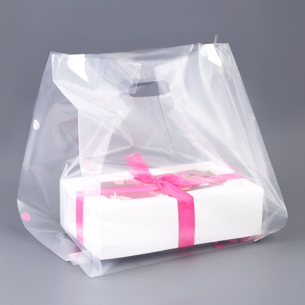 Пакет квадртаный полиэтиленовый с вырубной ручкой, прозрачный, 30х43+28см ± 5% 60 мкм 10638993